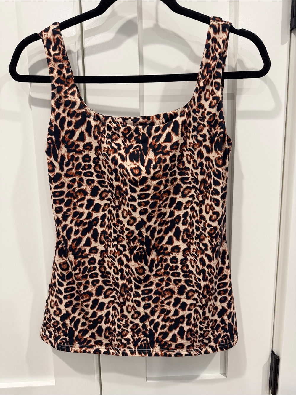 Leopard Print Double Layer Tank Top - Brown/Black